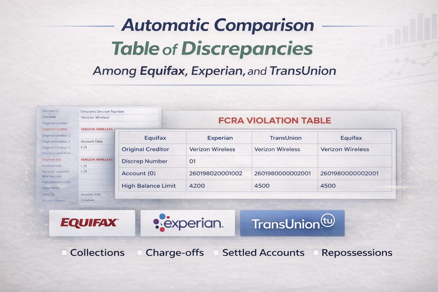 Credit Money Machine automatic bureau comparison feature